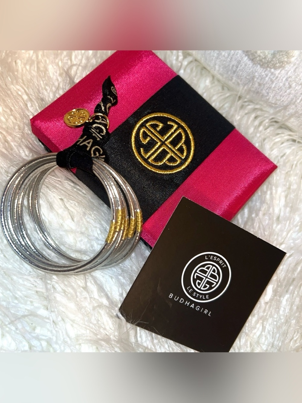 BuDhaGirl Lumine Silver Bangle Set with gift box